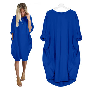 Women Casual Loose Dress with Pockets