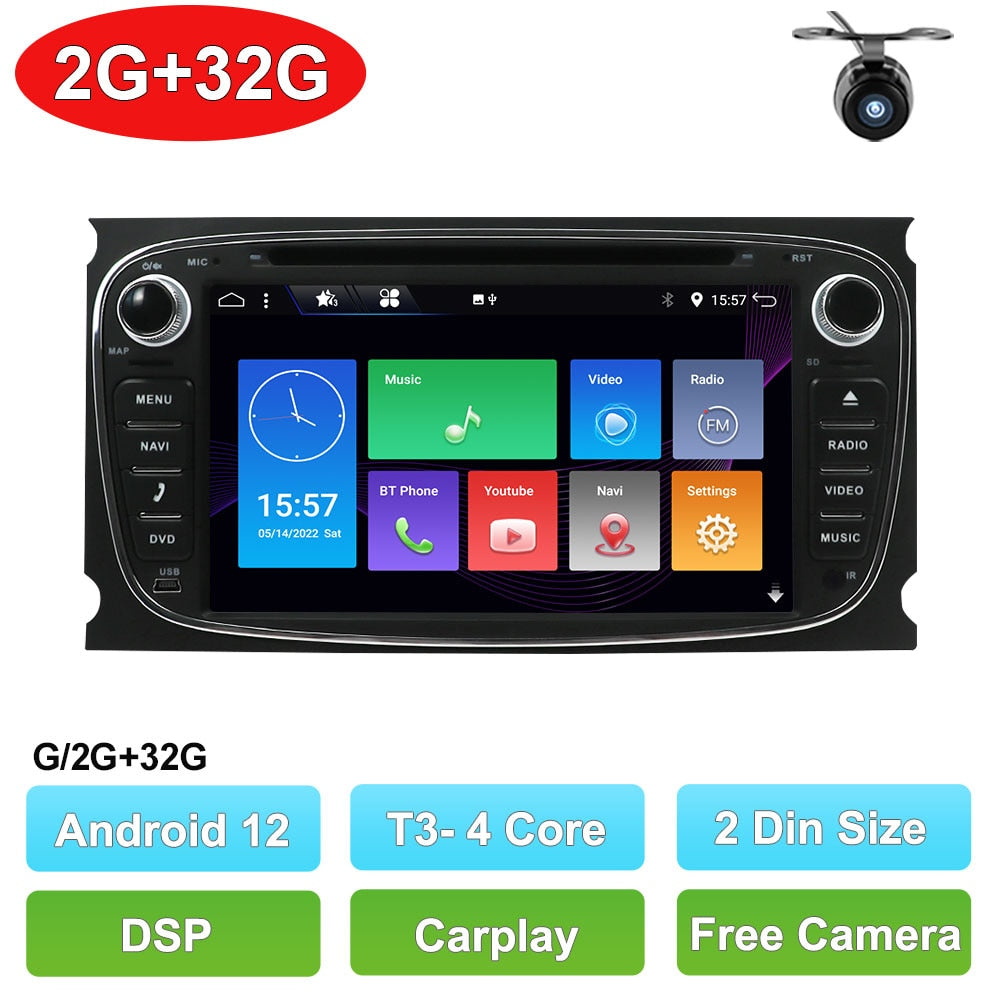 2 Din Android 12 Car DVD Multimedia Player GPS Navi For Ford Focus