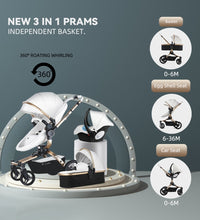 Kép betöltése a galériamegjelenítőbe: 360 ° rotation 3in1 baby stroller for newborn up to 36 months
