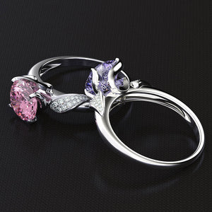 Pink Quartz Diamond Ring