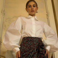 画像をギャラリービューアに読み込む, Elegant Shirt White Black Sexy Button Vintage Blouse
