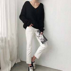 Knitwear sexy V-Neck Minimalist Tops