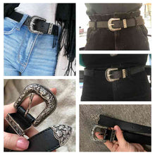 Cargar imagen en el visor de la galería, Black Leather Belt Women Metal Heart Buckle
