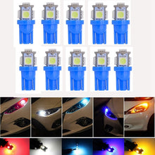 Load image into Gallery viewer, Katur 10pcs T10 W5W LED Bulb 5 SMD LED White Blue Red Yellow Green 194 168 Super Bright wedge Lights bulbs Lamps 12V 5050 SMD
