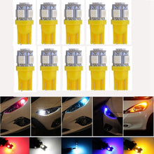 画像をギャラリービューアに読み込む, Katur 10pcs T10 W5W LED Bulb 5 SMD LED White Blue Red Yellow Green 194 168 Super Bright wedge Lights bulbs Lamps 12V 5050 SMD
