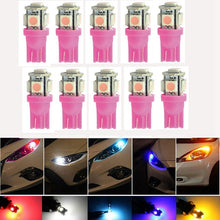 Load image into Gallery viewer, Katur 10pcs T10 W5W LED Bulb 5 SMD LED White Blue Red Yellow Green 194 168 Super Bright wedge Lights bulbs Lamps 12V 5050 SMD
