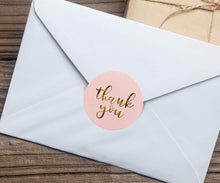 Kép betöltése a galériamegjelenítőbe: Pink Paper Label Stickers Gold Thank You Sticker
