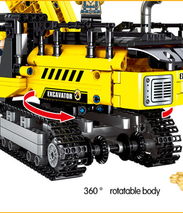 City Engineering Bulldozer Crane Technic Car Truck Excavator Roller Building Blocks