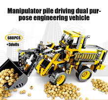 将图片加载到图库查看器，City Engineering Bulldozer Crane Technic Car Truck Excavator Roller Building Blocks
