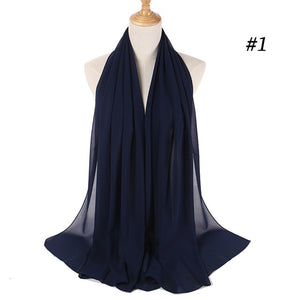 Fashion Plain Bubble Chiffon Scarf Women's Hijab Wrap