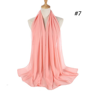 Fashion Plain Bubble Chiffon Scarf Women's Hijab Wrap