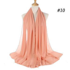 Fashion Plain Bubble Chiffon Scarf Women's Hijab Wrap