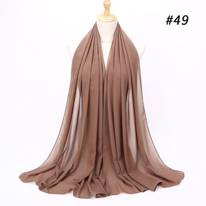 Fashion Plain Bubble Chiffon Scarf Women's Hijab Wrap