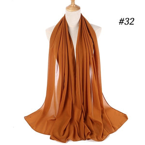 Fashion Plain Bubble Chiffon Scarf Women's Hijab Wrap