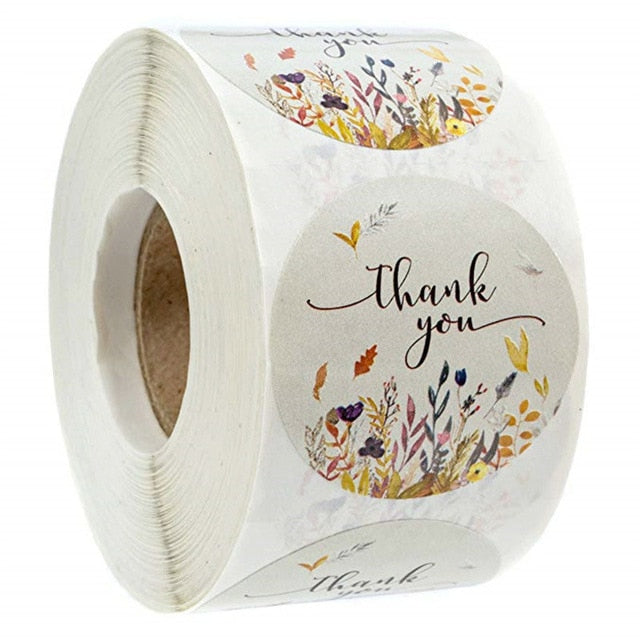 Floral Thank You Sticker for seal label