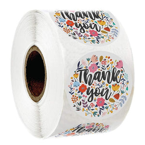 Floral Thank You Sticker for seal label