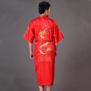 Hot sell Embroidery Dragon Male Sleepwear Loose Nightwear