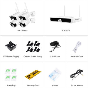 CCTV Wireless System Audio Record 4/8PCS 3.0MP Outdoor P2P Wifi IP Security Camera 8CH