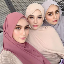 Kép betöltése a galériamegjelenítőbe: Fashion Plain Bubble Chiffon Scarf Women&#39;s Hijab Wrap
