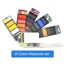 将图片加载到图库查看器，Solid Watercolor Paint Set With Water Brush Pen
