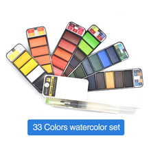 Load image into Gallery viewer, Solid Watercolor Paint Set With Water Brush Pen
