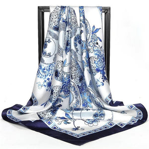 Women Fashion Print Silk Satin Scarf