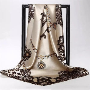 Women Fashion Print Silk Satin Scarf