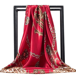 Women Fashion Print Silk Satin Scarf