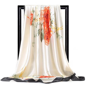 Women Fashion Print Silk Satin Scarf