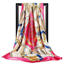 Kép betöltése a galériamegjelenítőbe: Women Fashion Print Silk Satin Scarf
