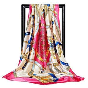 Women Fashion Print Silk Satin Scarf