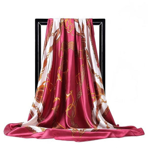 Women Fashion Print Silk Satin Scarf