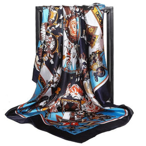 Women Fashion Print Silk Satin Scarf