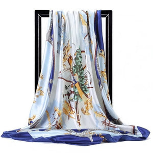 Women Fashion Print Silk Satin Scarf