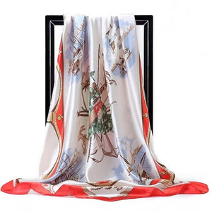 Women Fashion Print Silk Satin Scarf