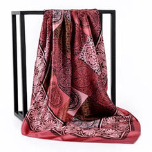 Charger l&#39;image dans la galerie, Women Fashion Print Silk Satin Scarf
