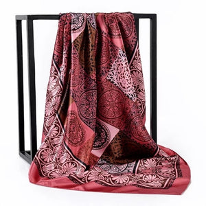 Women Fashion Print Silk Satin Scarf