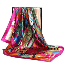 Charger l&#39;image dans la galerie, Women Fashion Print Silk Satin Scarf
