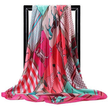 Kép betöltése a galériamegjelenítőbe: Women Fashion Print Silk Satin Scarf
