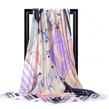 Charger l&#39;image dans la galerie, Women Fashion Print Silk Satin Scarf
