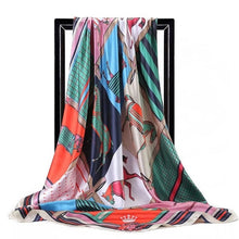 Charger l&#39;image dans la galerie, Women Fashion Print Silk Satin Scarf
