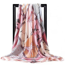 Kép betöltése a galériamegjelenítőbe: Women Fashion Print Silk Satin Scarf
