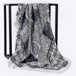 Women Fashion Print Silk Satin Scarf