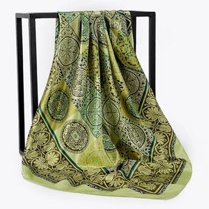 Women Fashion Print Silk Satin Scarf