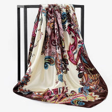 Kép betöltése a galériamegjelenítőbe: Women Fashion Print Silk Satin Scarf
