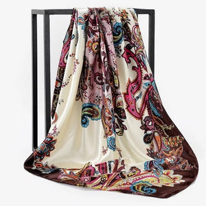 Women Fashion Print Silk Satin Scarf