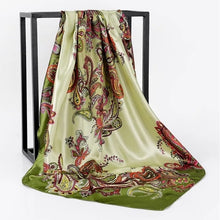 Kép betöltése a galériamegjelenítőbe: Women Fashion Print Silk Satin Scarf
