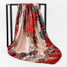 Charger l&#39;image dans la galerie, Women Fashion Print Silk Satin Scarf
