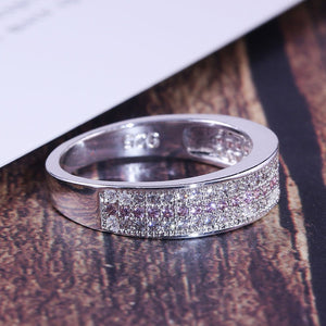 Silver Ring with Round Sapphire Zircon Gemstone