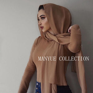 Women Plain Bubble Chiffon Hijab Scarf Head Wraps